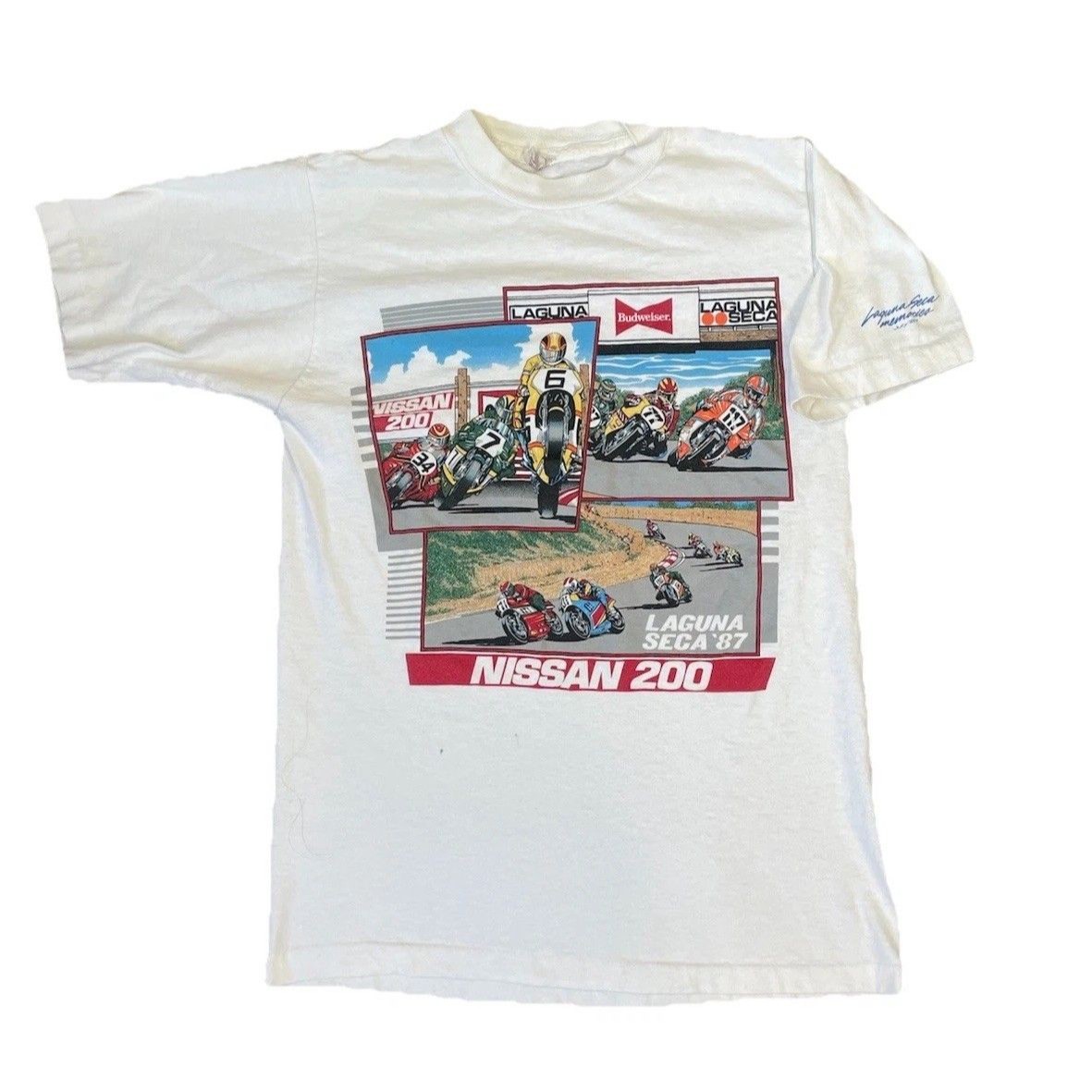 Vintage 1987 Laguna Seca Nissan 200motorcycle Racing T Shirt Usa Made Graphic